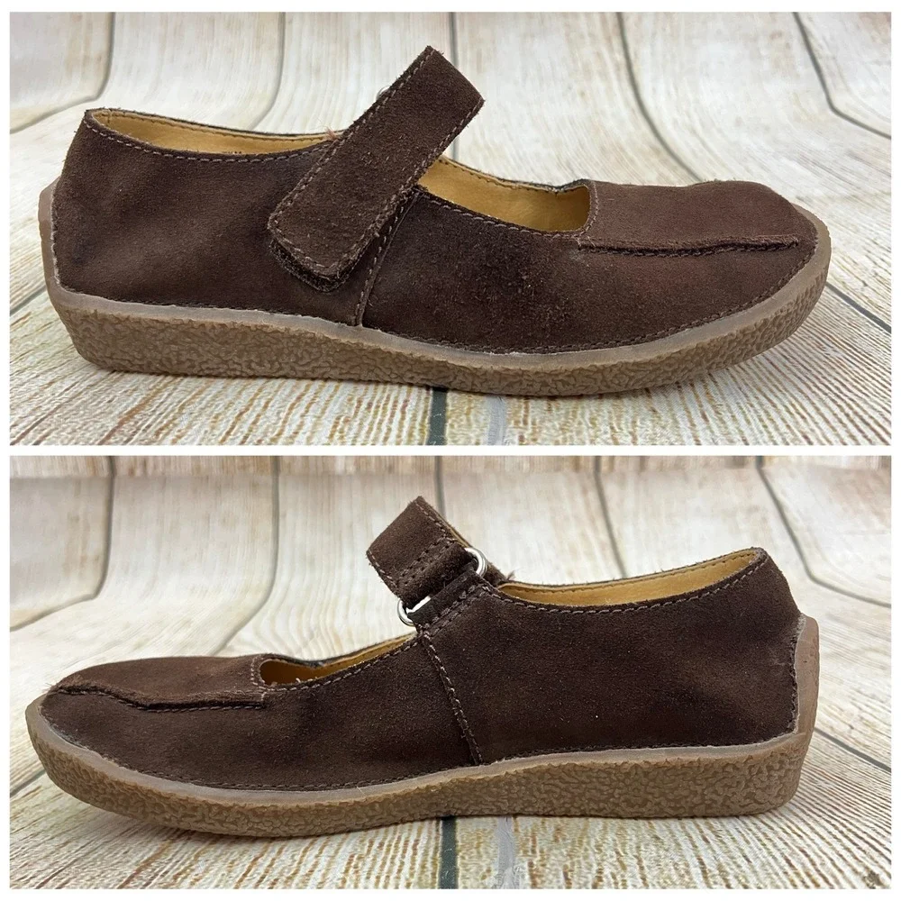 Y2K LEI Brown Leather Mary Jane Flats 7.5M Comfort Boho Cottagecore Earthy Indie